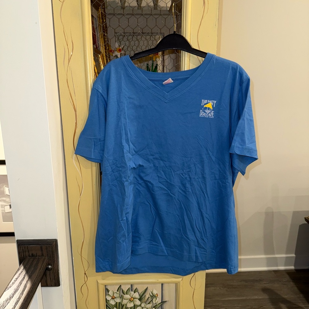 Blue V-Neck Women's Top
